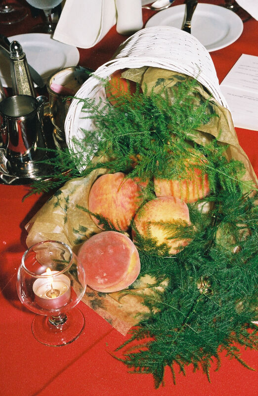 Basket of Peaches Centerpiece at Convention Welcome Dinner Photograph 2, July 4, 2002 (Image)