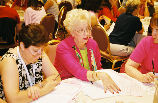 Susie McNamara and Unidentified in Convention Discussion Group Photograph, July 4-8, 2002 (image)