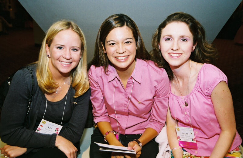 Liz, Unidentified, and Sarah at Convention Photograph, July 4-8, 2002 (Image)
