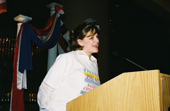 Unidentified Phi Mu Speaking at Convention Photograph 2, July 4-8, 2002 (image)