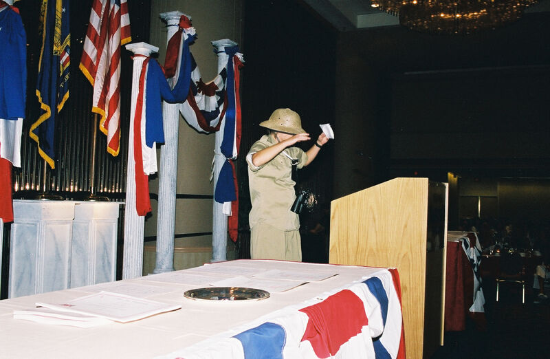 Phi Mu Wearing Explorer Costume at Convention Photograph 3, July 4-8, 2002 (Image)