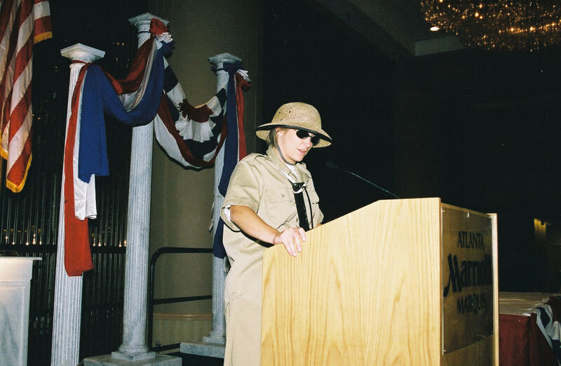 Phi Mu Wearing Explorer Costume at Convention Photograph 4, July 4-8, 2002 (Image)