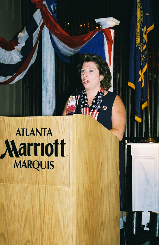 Frances Mitchelson Speaking at Convention Welcome Dinner Photograph 2, July 4, 2002 (Image)
