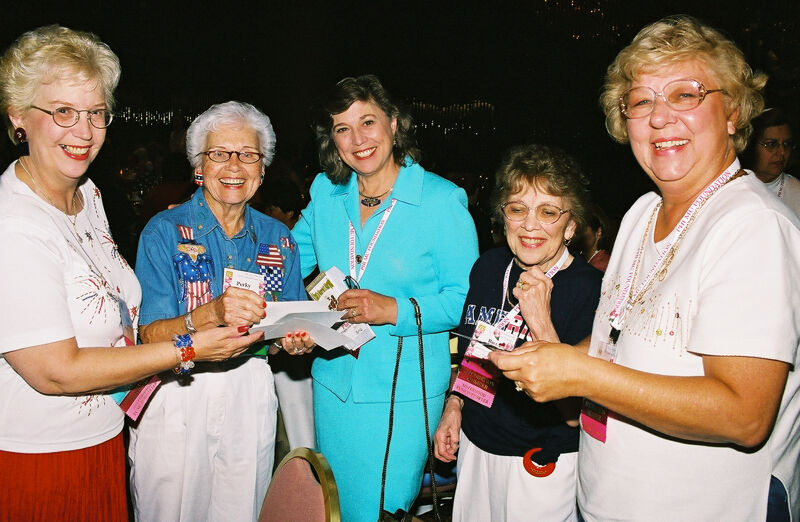 Perky Campbell and Four Unidentified Phi Mus at Convention Photograph, July 4-8, 2002 (Image)