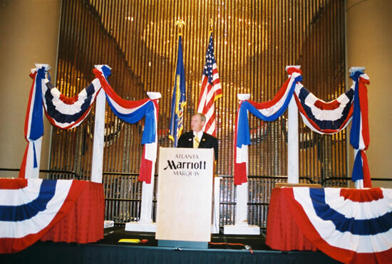 Johnny Isakson Speaking at Convention Welcome Dinner Photograph 5, July 4, 2002 (image)