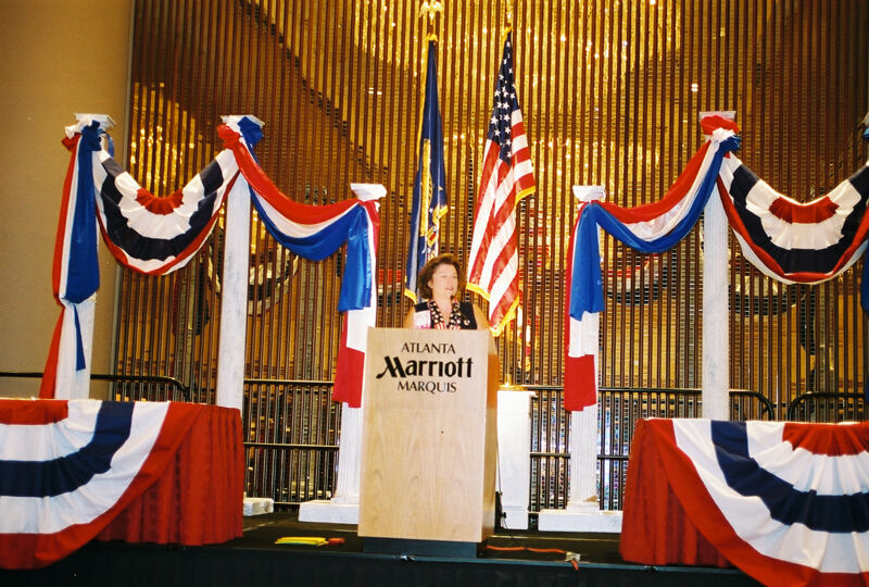 Frances Mitchelson Speaking at Convention Welcome Dinner Photograph 1, July 4, 2002 (Image)