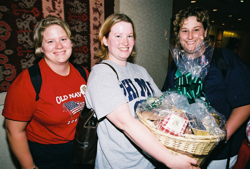 Three Phi Mus With Gift Basket at Convention Photograph 3, July 4-8, 2002 (Image)