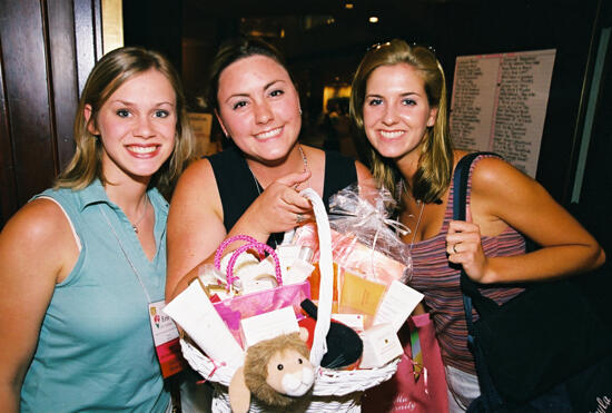 Three Phi Mus With Gift Basket at Convention Photograph 1, July 4-8, 2002 (image)