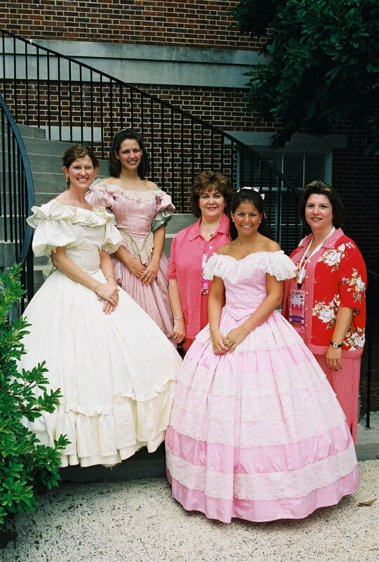 Johnson, Mitchelson, and Three Phi Mus in Period Dress at Convention Photograph 2, July 4-8, 2002 (Image)