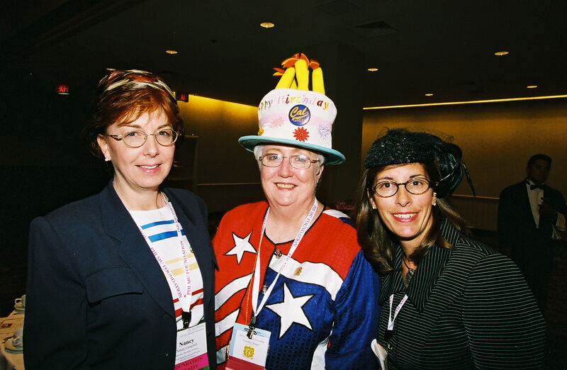 Campbell, Nemir, and Price Wearing Hats at Convention Photograph 2, July 4-8, 2002 (Image)