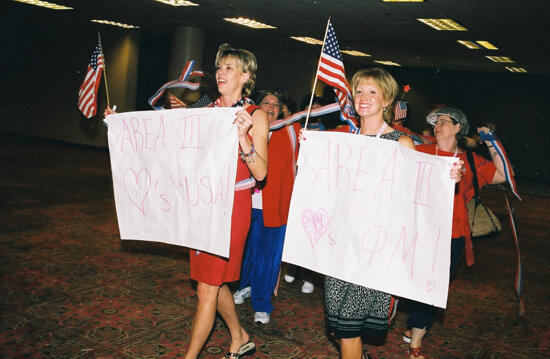 Area III Phi Mus With Signs at Convention Photograph 3, July 4, 2002 (image)