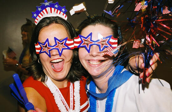 Two Phi Mus Wearing Star Glasses at Convention Photograph 2, July 4, 2002 (image)