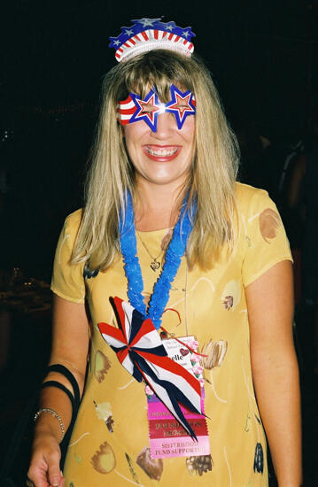 Unidentified Phi Mu in Star Glasses at Convention Photograph, July 4, 2002 (image)