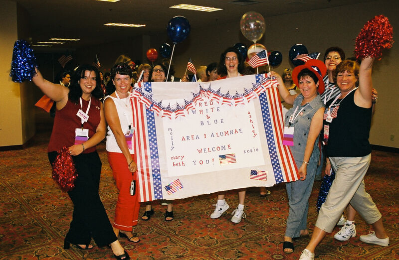 Area I Alumnae Holding Convention Welcome Sign Photograph 6, July 4, 2002 (Image)