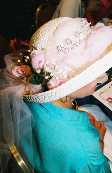 Nancy Carpenter's Decorative Hat at Convention Officers' Luncheon Photograph, July 4-8, 2002 (image)