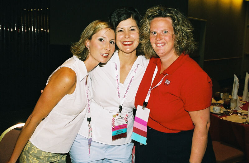 Jennifer Zeigler and Two Unidentified Phi Mus at Convention Photograph 2, July 4-8, 2002 (Image)