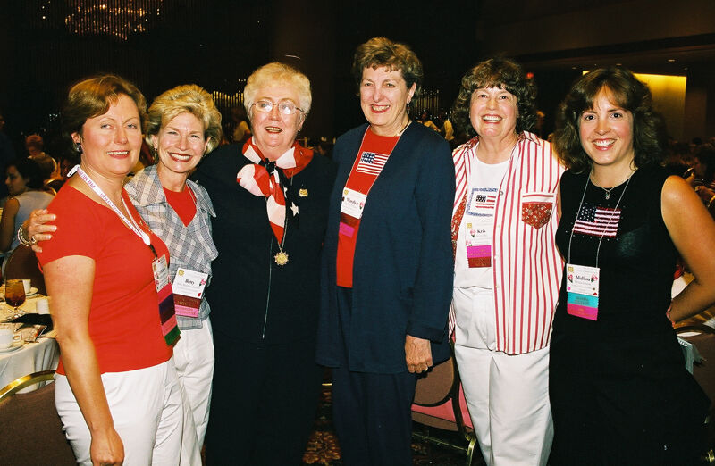 Bonnet, Nemir, Links, and Three Unidentified Phi Mus at Convention Photograph 2, July 4-8, 2002 (Image)