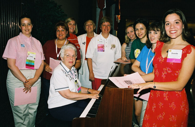 Convention Choir Gathered Around Piano Photograph 3, July 4-8, 2002 (Image)