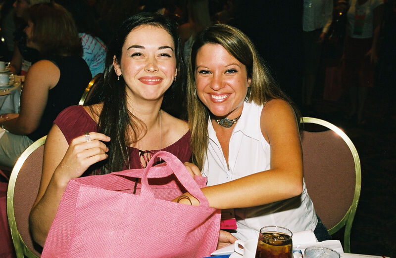 Two Phi Mus With Pink Bag at Convention Photograph 2, July 4-8, 2002 (Image)