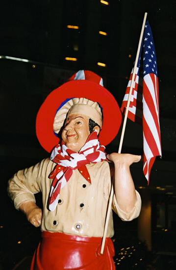 Chef Statue Decorated in Patriotic Gear at Convention Photograph, July 4-8, 2002 (image)