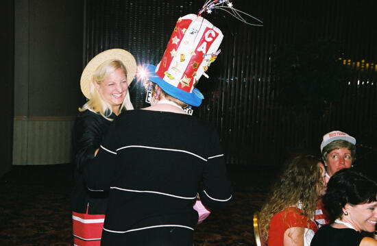 Kris Bridges and Dusty Manson Talking at Convention Officers' Luncheon Photograph, July 4-8, 2002 (image)