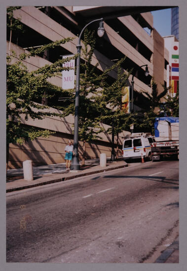 Phi Mu Convention Banner on Atlanta Street Lamp Photograph, July 4-8, 2002 (image)