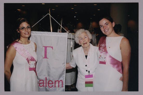 Convention Pages and Ada Henry With Gamma Chapter Banner Photograph, July 4-8, 2002 (image)