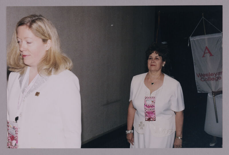 Cindy Lowden and Mary Jane Johnson in Convention Parade of Banners Photograph, July 4-8, 2002 (Image)