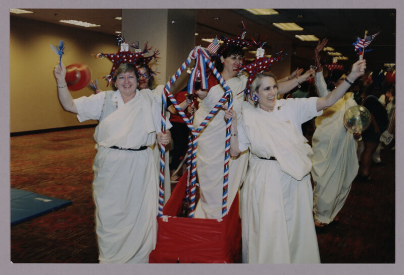 Noone, Johnson, and Stallard in Patriotic Costumes at Convention Photograph, July 4, 2002 (Image)