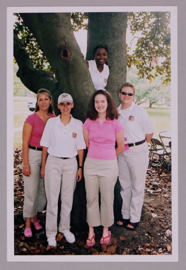 Five Phi Mus by Tree at Convention Photograph 1, July 4-8, 2002 (image)