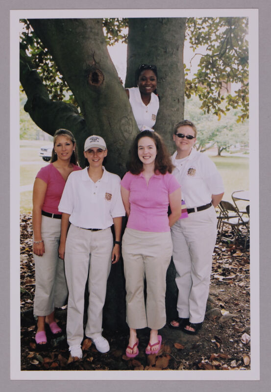 Five Phi Mus by Tree at Convention Photograph 1, July 4-8, 2002 (Image)