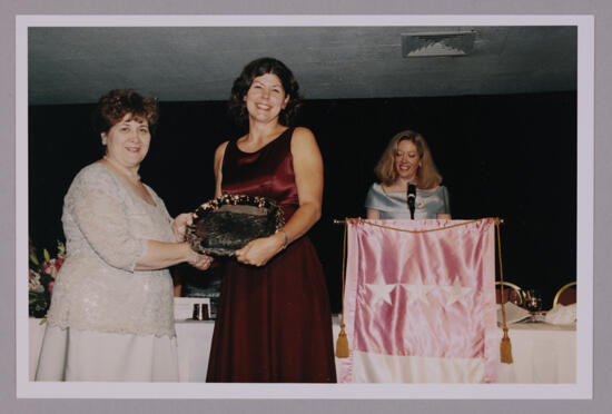 Mary Jane Johnson and Jennifer With Award at Convention Photograph, July 4-8, 2002 (image)