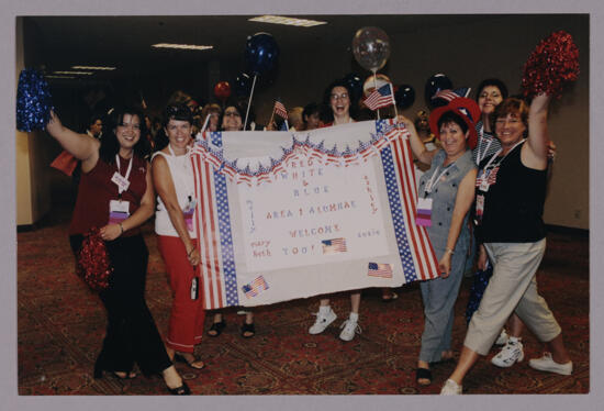 Area I Alumnae Holding Convention Welcome Sign Photograph 1, July 4, 2002 (image)