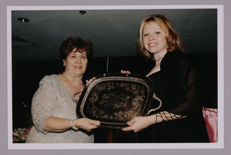 Mary Jane Johnson and Unidentified With Award at Convention Photograph 2, July 4-8, 2002 (Image)