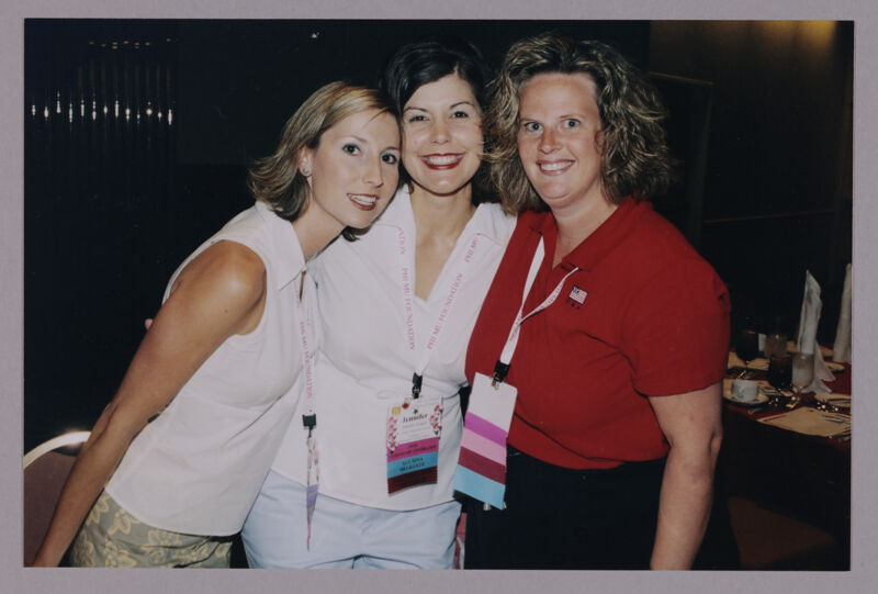 Jennifer Zeigler and Two Unidentified Phi Mus at Convention Photograph 1, July 4-8, 2002 (Image)