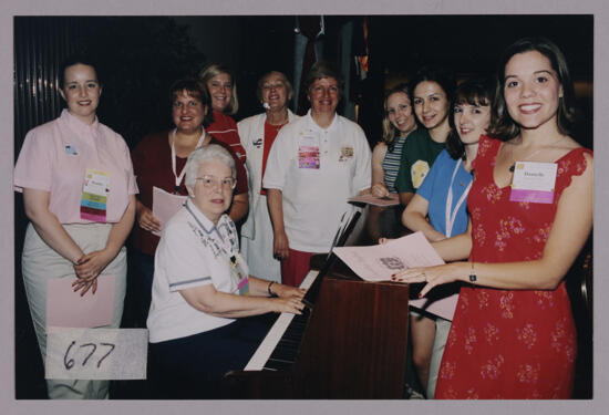 Convention Choir Gathered Around Piano Photograph 1, July 4-8, 2002 (image)