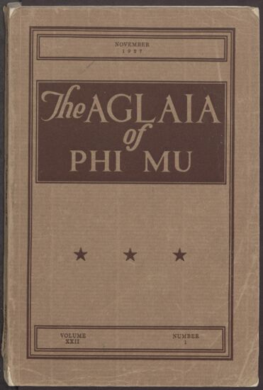 The Aglaia of Phi Mu, Vol. XXII, No. 1, November 1927 (image)