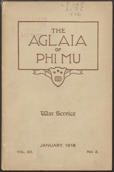 The Aglaia of Phi Mu, Vol. XII, No. 2, January 1918 (image)