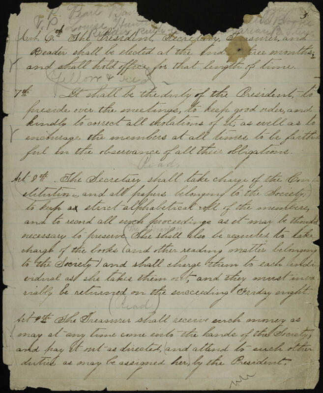 Old Constitution of the Philomathean Society and Librarian's Record Image