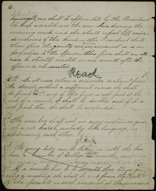 Old Constitution of the Philomathean Society and Librarian's Record Image