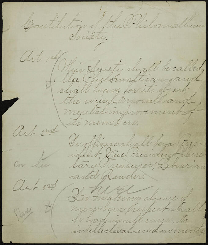 Constitution of the Philomathean Society Image