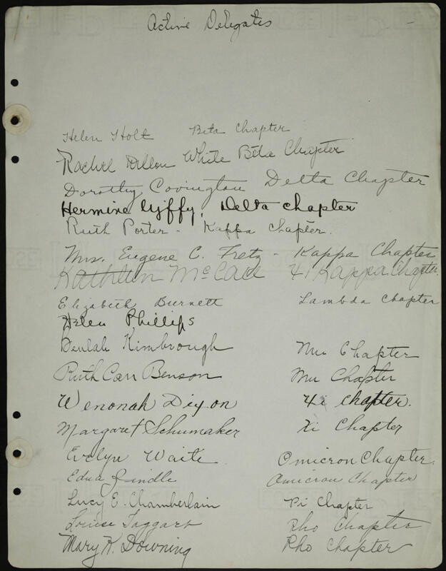 1916 Phi Mu Convention Register Image