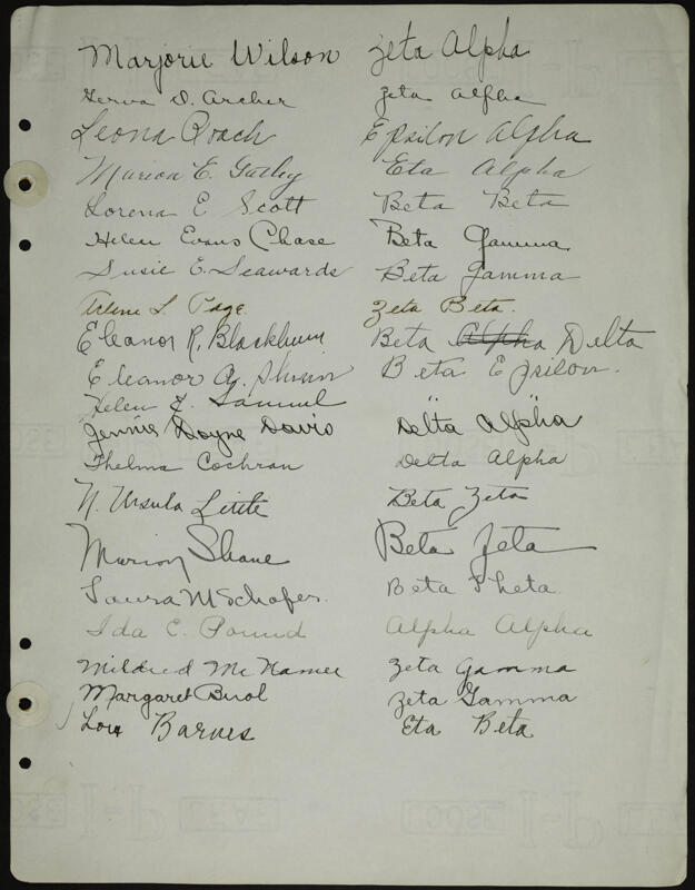 1916 Phi Mu Convention Register Image