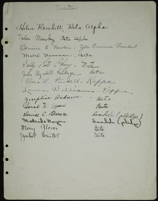 1916 Phi Mu Convention Register Image