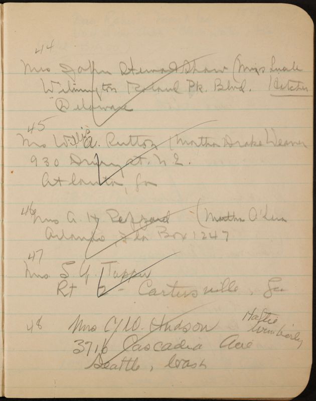 c. 1943 Philomathean Room Notebook Image