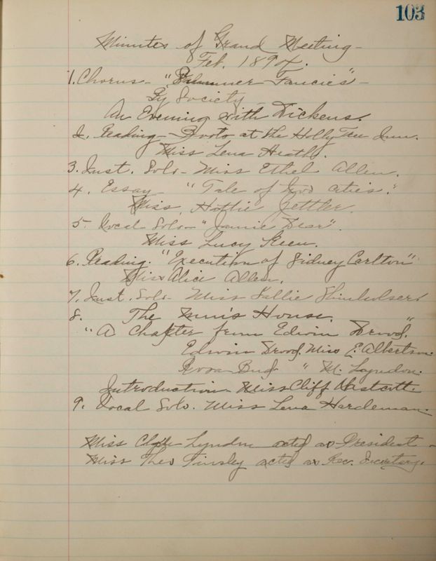 1952-1913 List of Members of the Philomathean Society and Minutes of the Philomathean Society Image