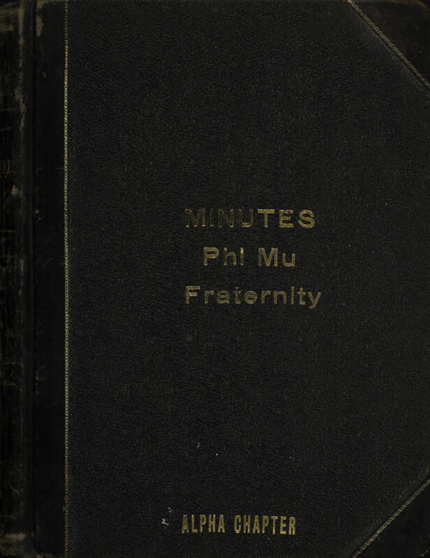 Alpha Chapter Minutes of Phi Mu Fraternity Image