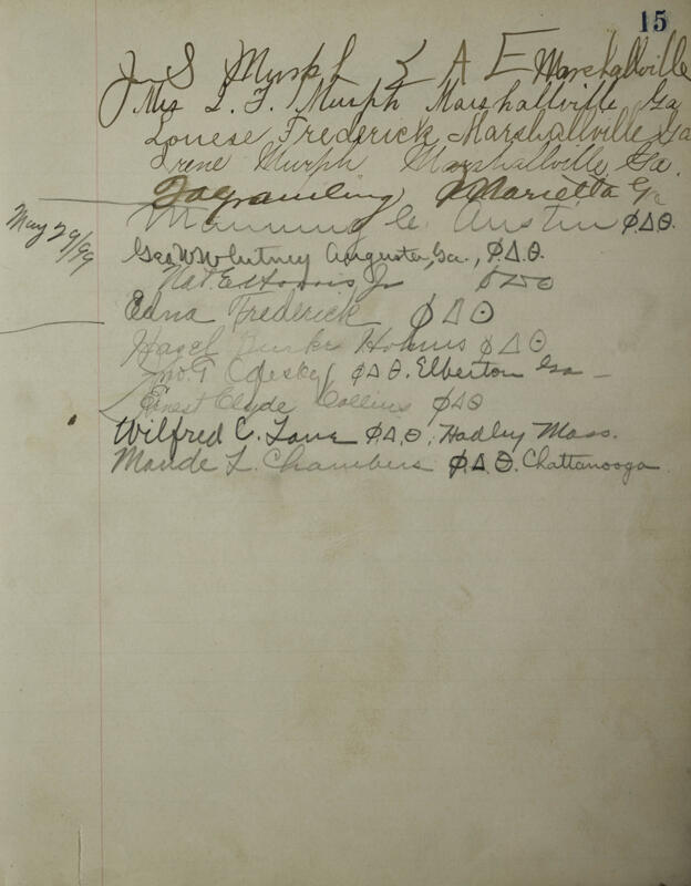 Philomathean Hall Register Book Image