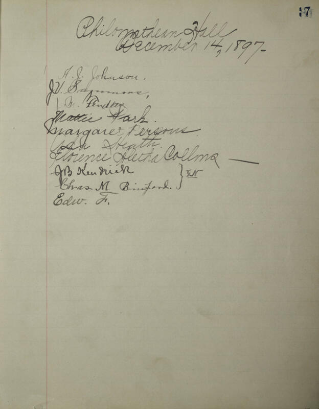 Philomathean Hall Register Book Image