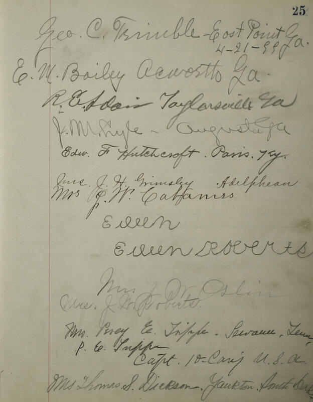 Philomathean Hall Register Book Image